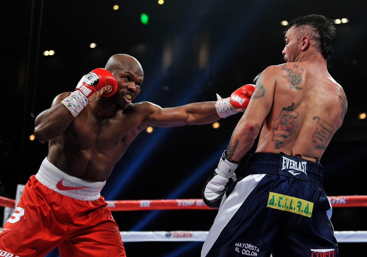 Timothy Bradley, left, and Diego Chaves fought to a 12-round draw Saturday night in Las Vegas.
