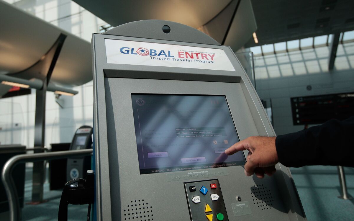 The Global Entry program allows travelers to get through U.S. customs more quickly when returning from abroad.
