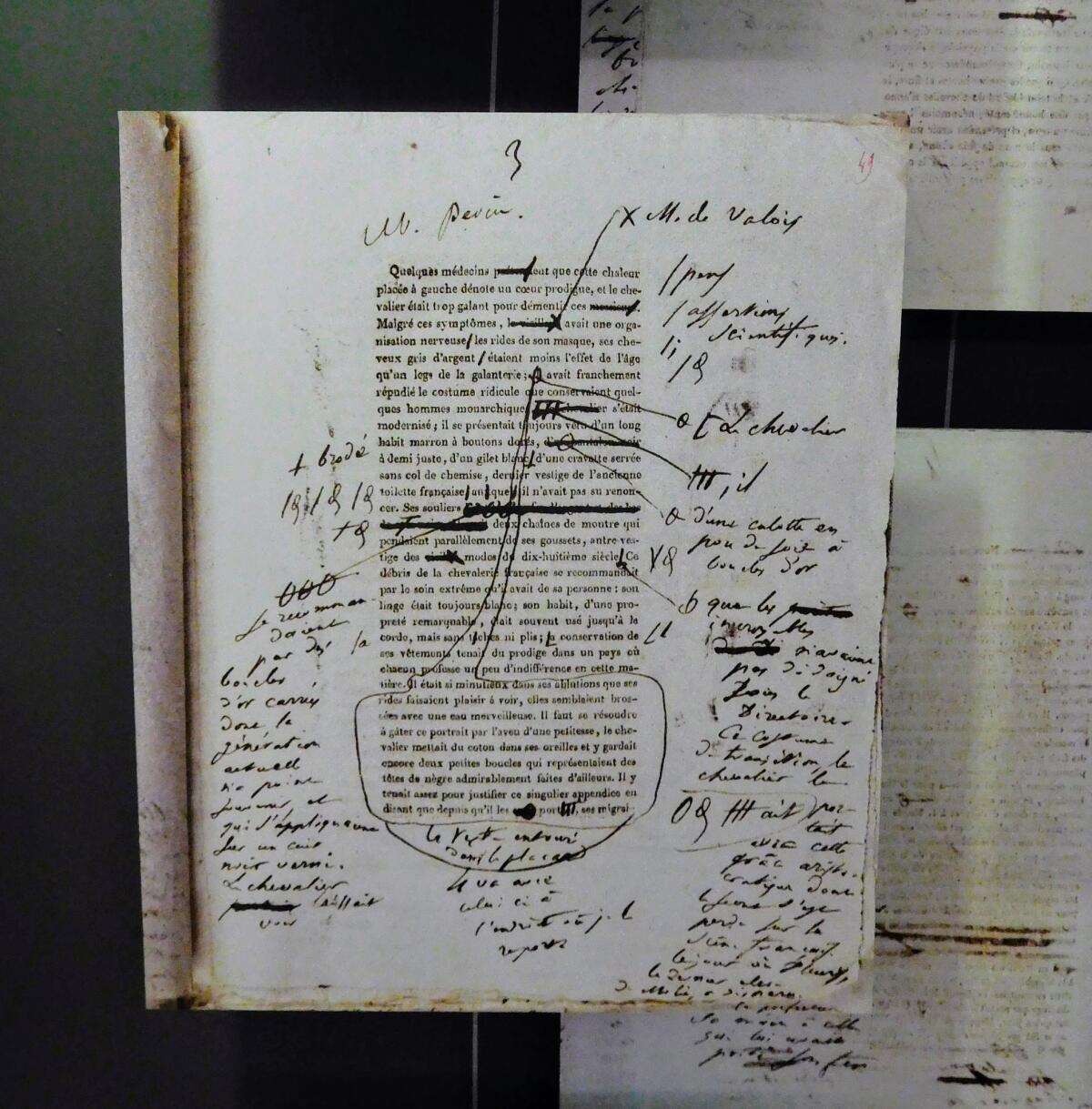 An edited manuscript by Balzac at the Maison Balzac. (Elizabeth von Pier)