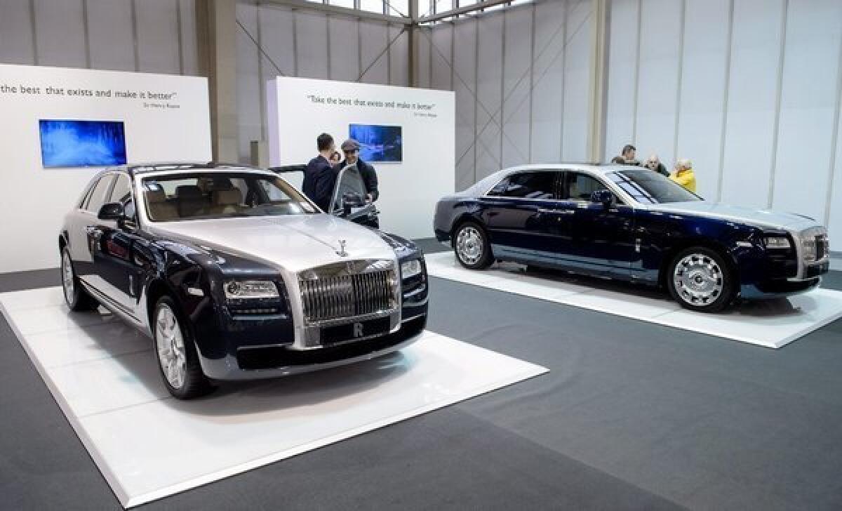 The Rolls-Royce Ghost car was on display at the Poznan International Motor Show in Poznan, Poland. U.S. regulators say that 10 of the cars have been recalled because they got the wheel size wrong on the tire labels.