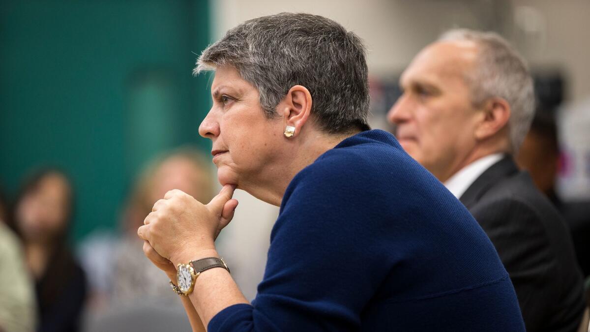 UC President Janet Napolitano during a meeting last April with newly admitted UC students: Why the silence about the outsourcing of IT jobs?