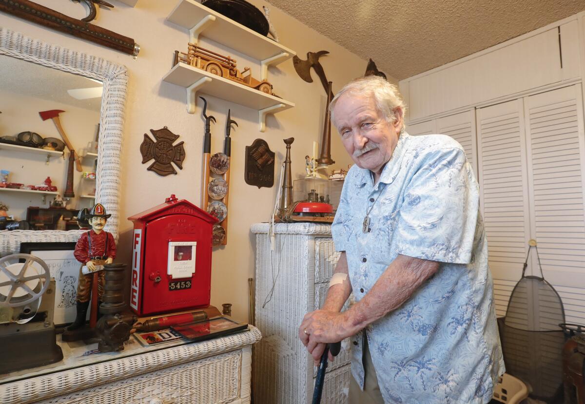 Bob Baker, a retired Huntington Beach fire captain, shares his home museum dedicated to his fire service.