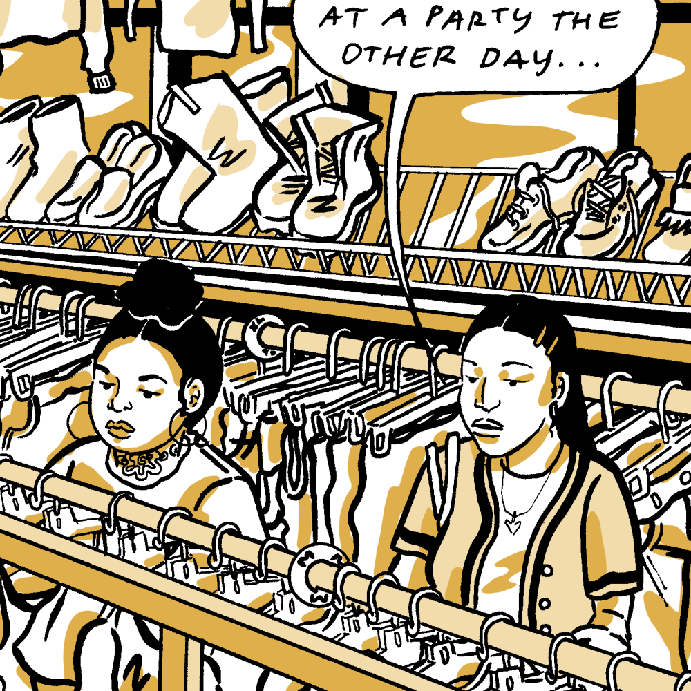 Illustration of two women shopping