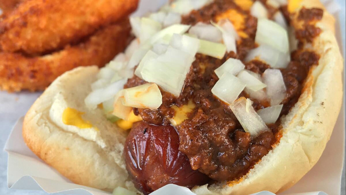 Marty's chili dog with everything.