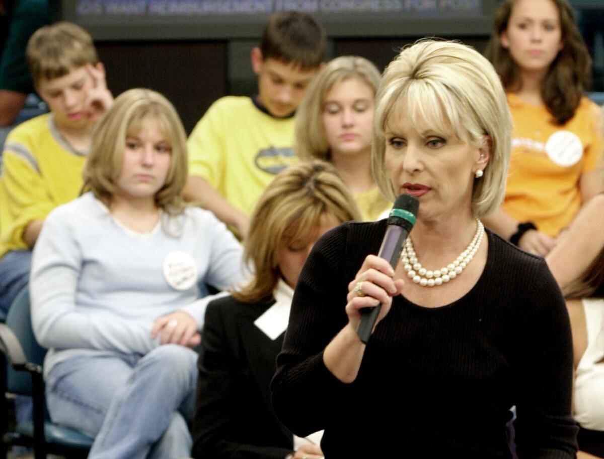 CNN anchor Bobbie Battista prepares for the airing of "TalkBack Live" in Atlanta in 2001.