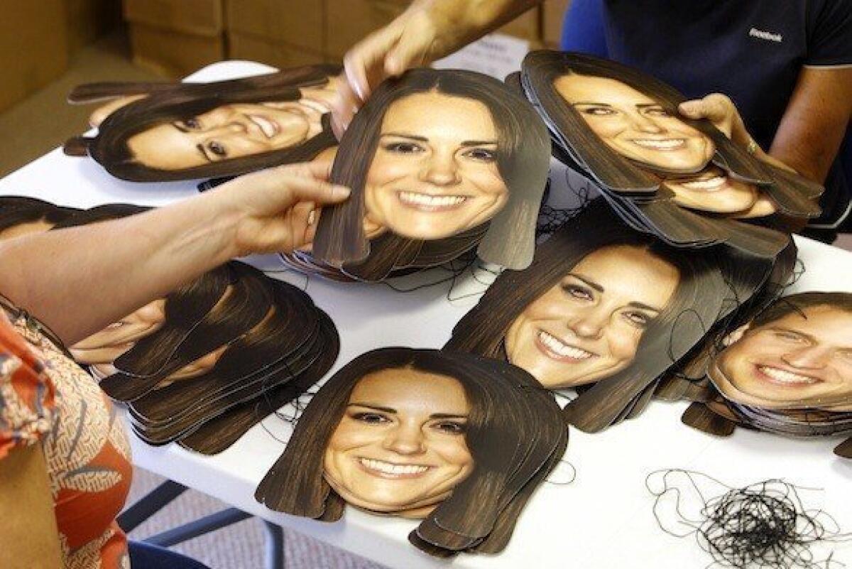 Mask-arade in Southam, England, has been printing thousands of masks of Kate and William for the street parties that will follow the announcement of the royal birth in July.