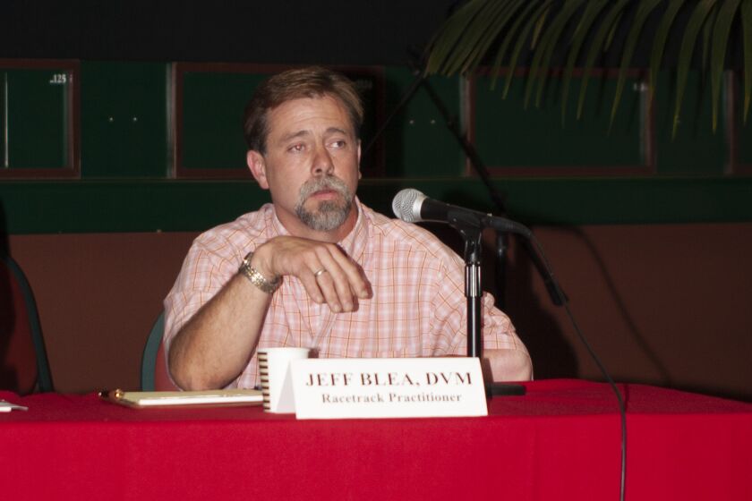 Jeff Blea speaking at a conference at Del Mar in 2007.