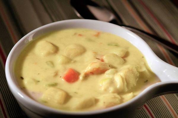 Durty Nelly's in Halifax, Nova Scotia, serves its seafood chowder with cheddar and green onion biscuits. Recipe: Durty Nelly's seafood chowder