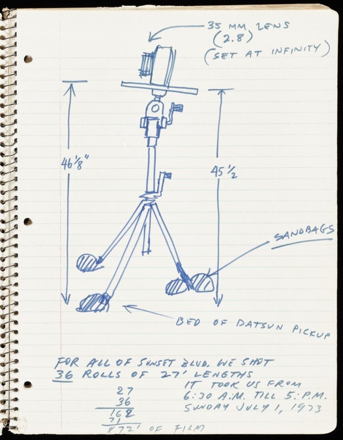 Ed Ruscha’s camera diagram from the “Streets of Los Angeles” archive.