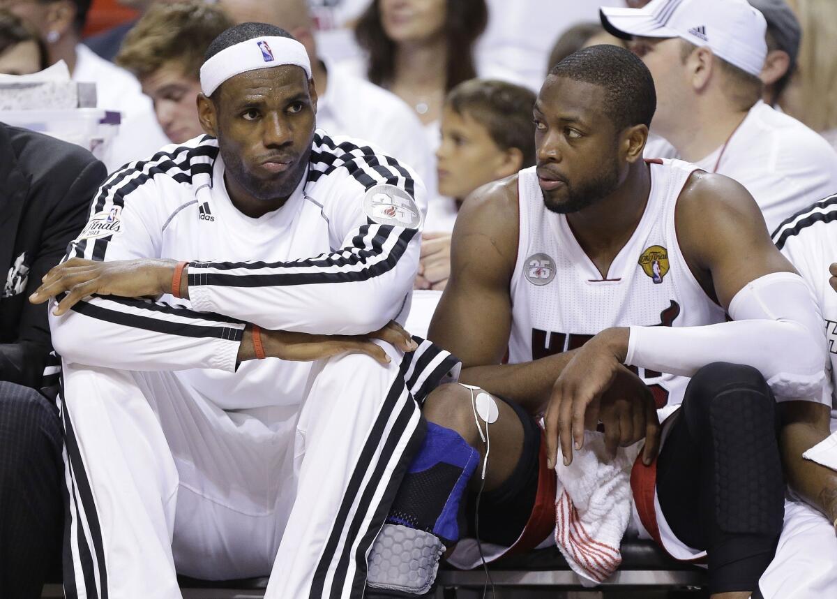 LeBron James, left, Dwyane Wade and the rest of the Miami Heat could be in big trouble if they lose the second of two home games to start their NBA Finals series against the San Antonio Spurs.