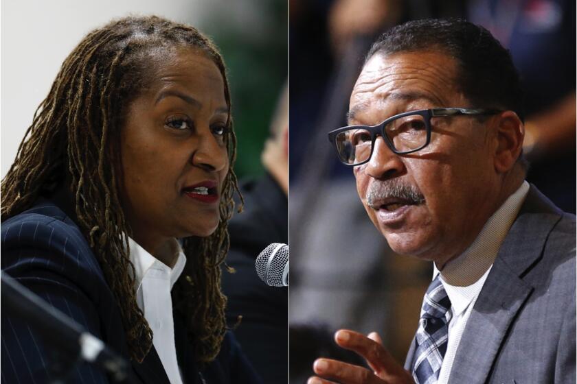 L.A. County supervisor candidates Herb Wesson and Holly Mitchell.