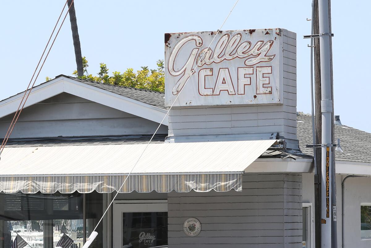 The popular Galley Cafe in the Balboa Yacht Basin marina in Newport Beach. 