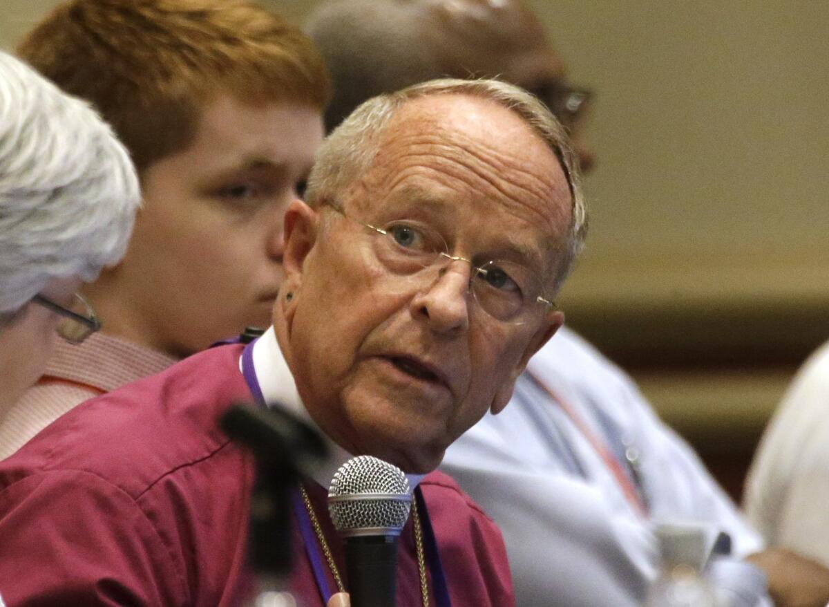 Gene Robinson, who in 2003 became the first openly gay Episcopal bishop, attends the Episcopal General Convention in Salt Lake City on June 25.