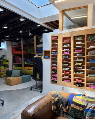 Napkins, clothes and pillows in Suay Sew Shop in Silver Lake