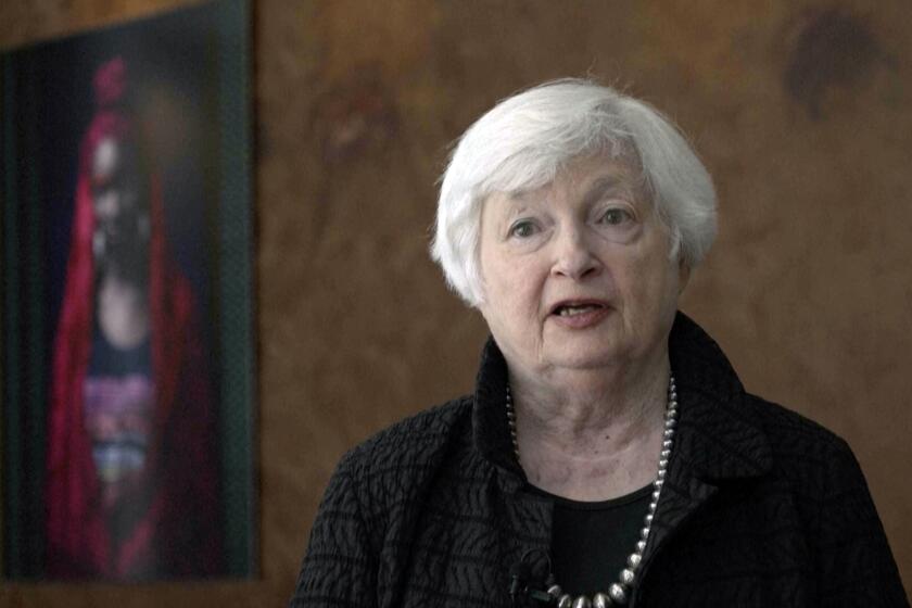 In this image taken from a video, Treasury Secretary Janet Yellen speaks during an interview with The Associated Press on Saturday, Jan. 21, 2023, in Dakar, Senegal. (AP Photo/Yesica Fisch)