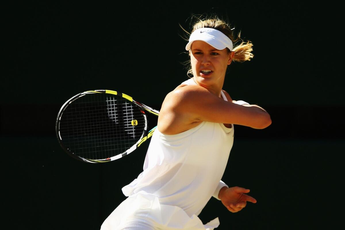 Eugenie Bouchard of Canada dropped Simona Halep of Romania, 7-6 (5), 6-2, on Thursday to advance to the Wimbledon finals at the All England Lawn Tennis and Croquet Club.