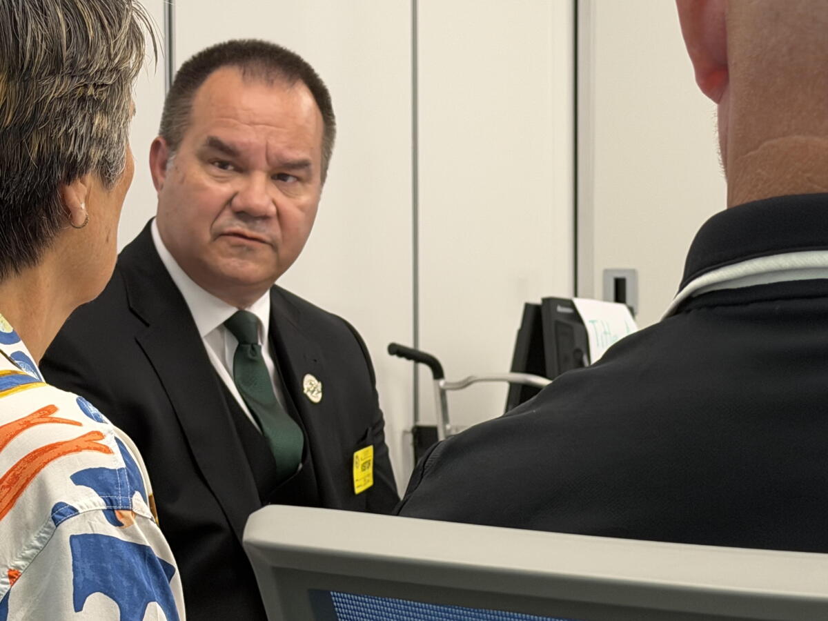 Narbonne principal Andrew Kasek makes his presentation to City Section Exeuctiv ecommittee to appeal football playoff ban.