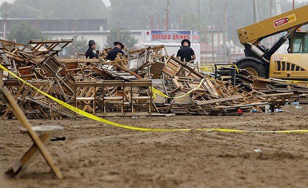 Cleaning up after the collapse.