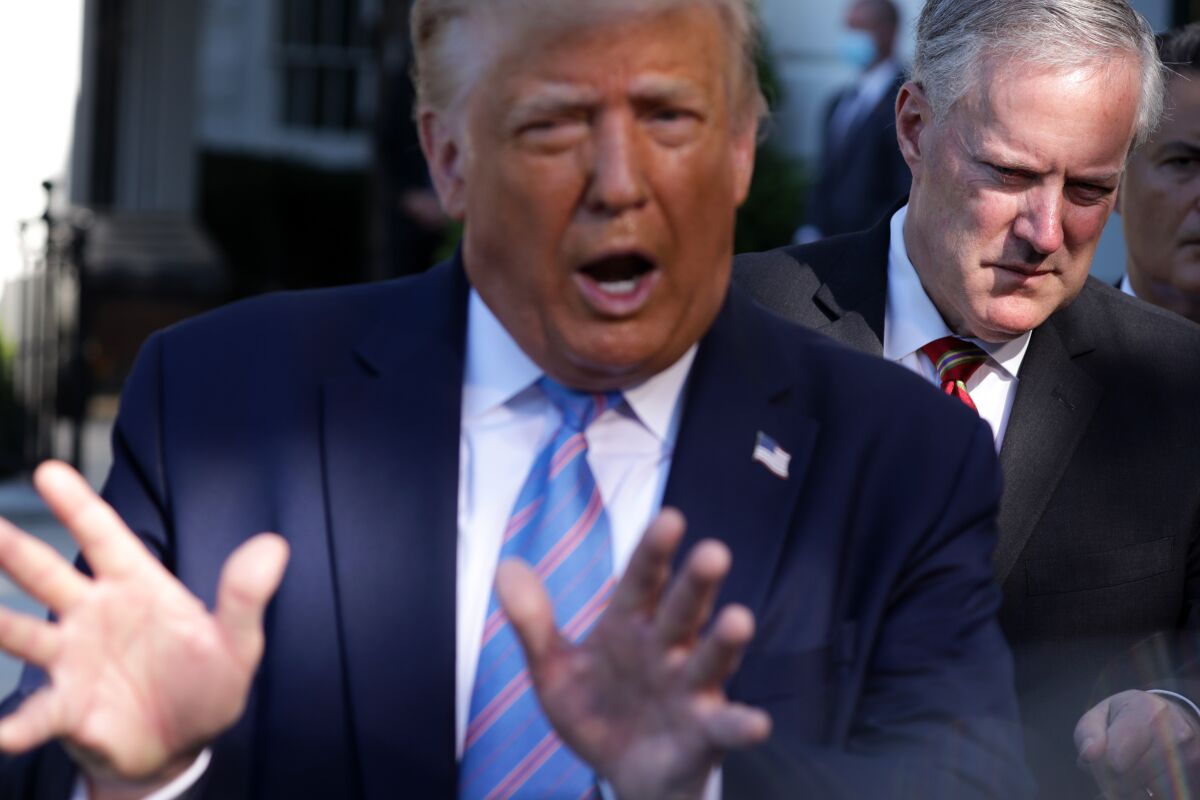 Closeup of Trump gesturing 