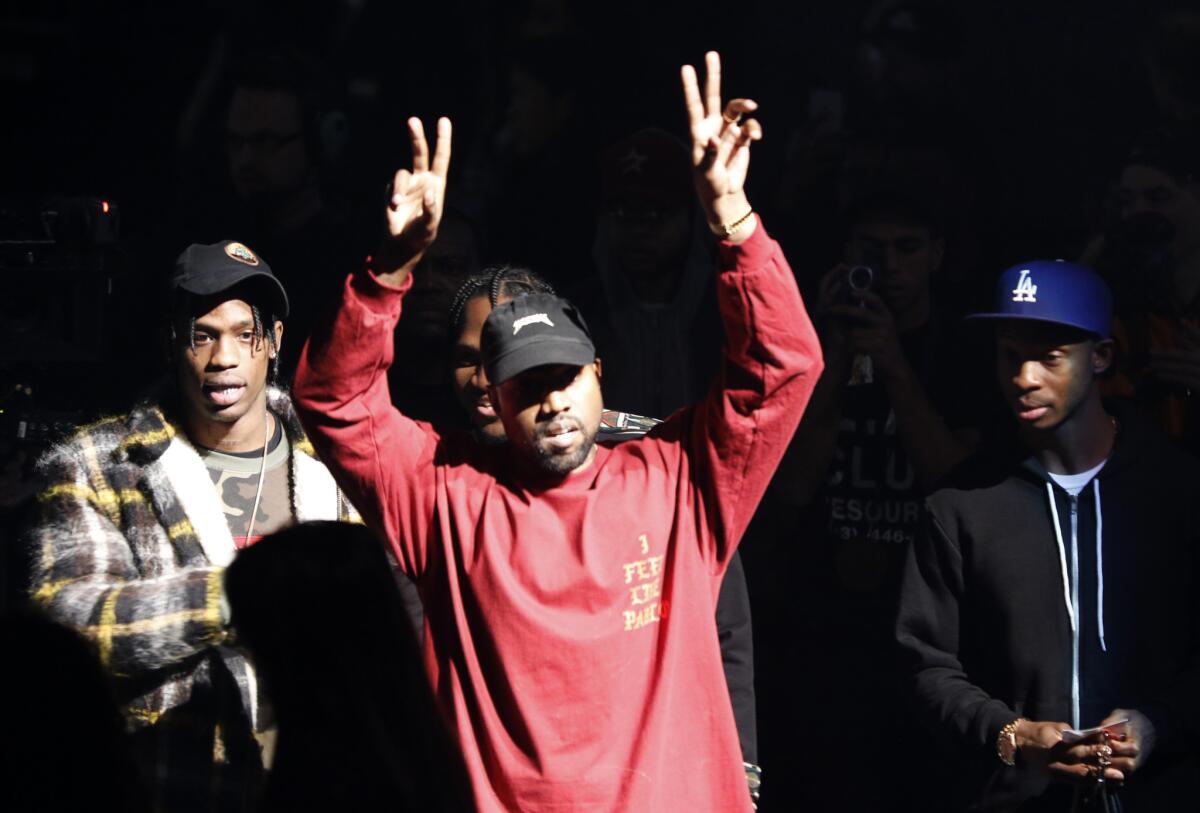 Kanye West at the "The Life of Pablo" album release party at Madison Square Garden.