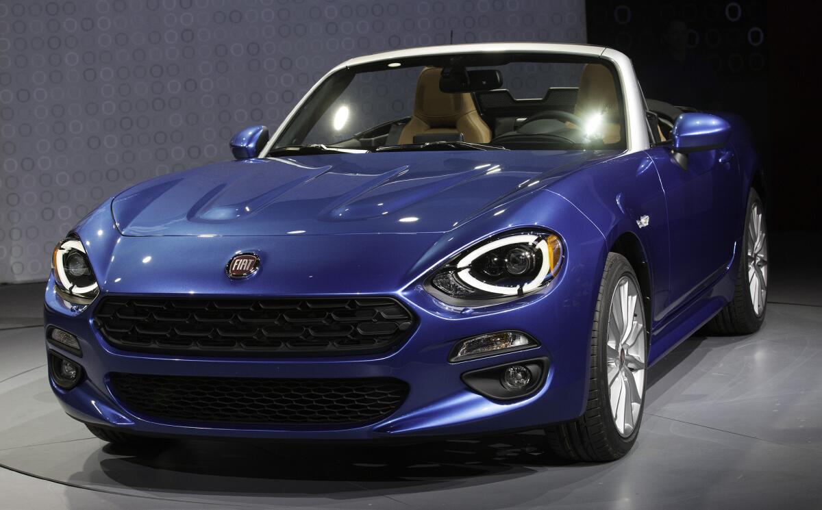 Fiat 124 Spider at the Los Angeles Auto Show at the Los Angeles Convention Center in Los Angeles, Calif., on Nov. 18, 2015.