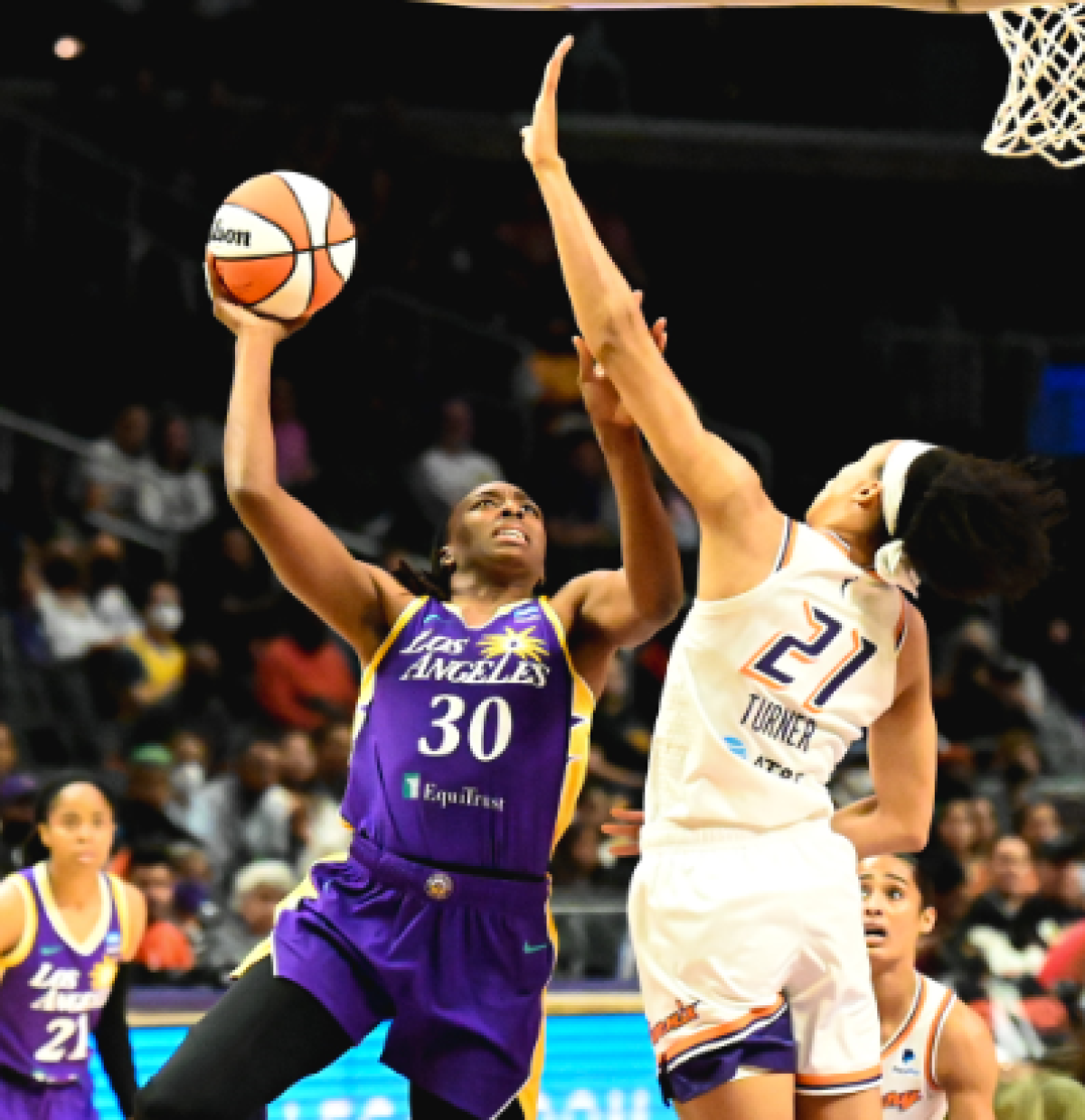 Nneka Ogwumike scored 23 points for the Sparks during their 99-94 win over Phoenix on May 25 at Crypto.com Arena.