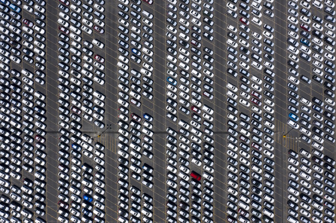 New cars stored at Port of Long Beach