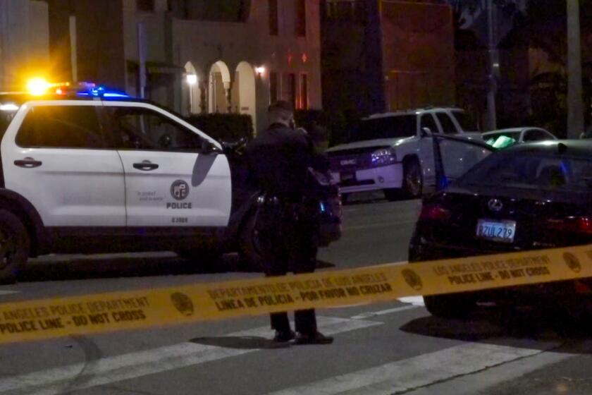 A 23-year-old male bystander was shot and killed near the intersection of 54th Street and Manhattan Place Friday night, November 17, 2023, during a South Los Angeles street takeover.