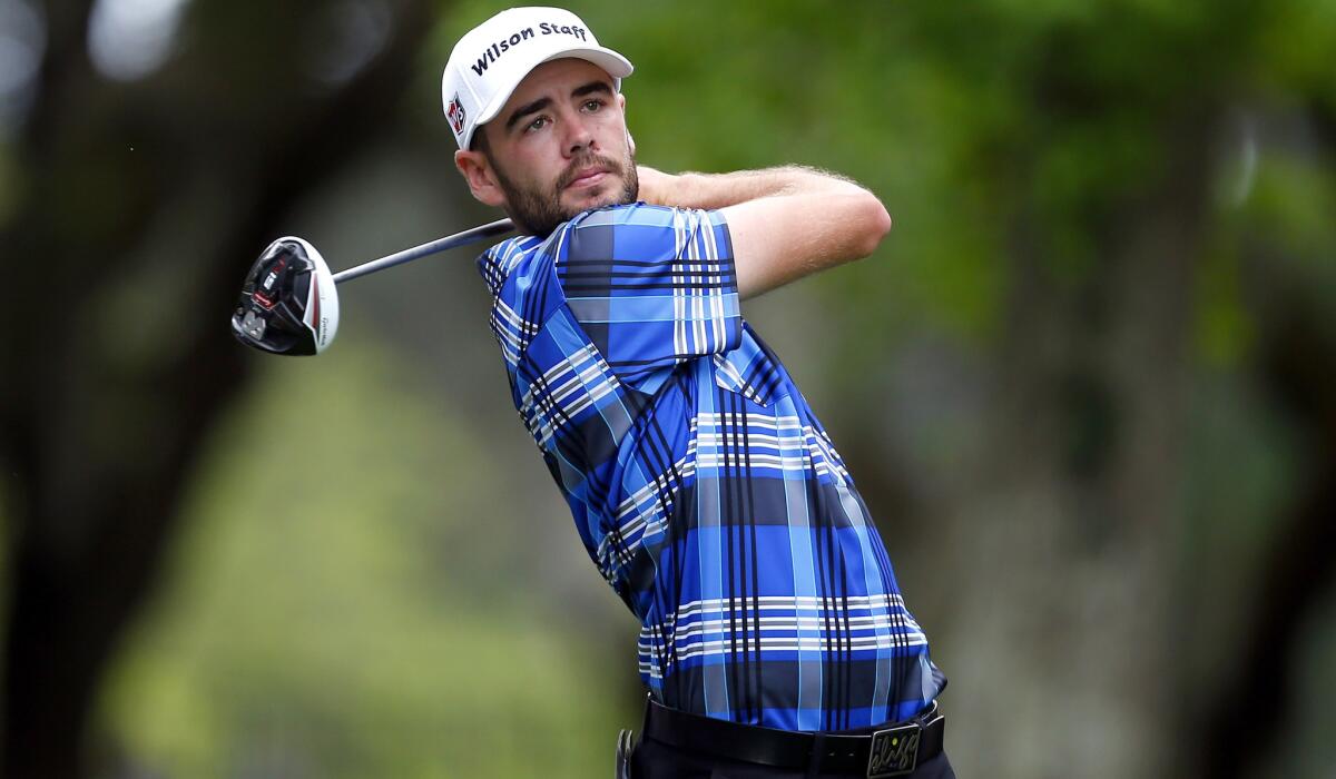 Troy Merritt watches his tee shot at No. 16 on Friday during the second round of the RBC Heritage at Harbour Town Golf Links.