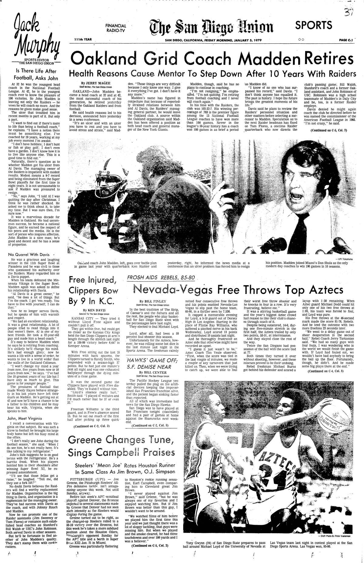 From the Archives: Raiders head coach John Madden stepped down in 1979 -  The San Diego Union-Tribune