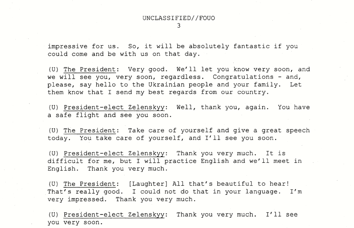 Trump releases rough transcript of April call with Ukraine president ...