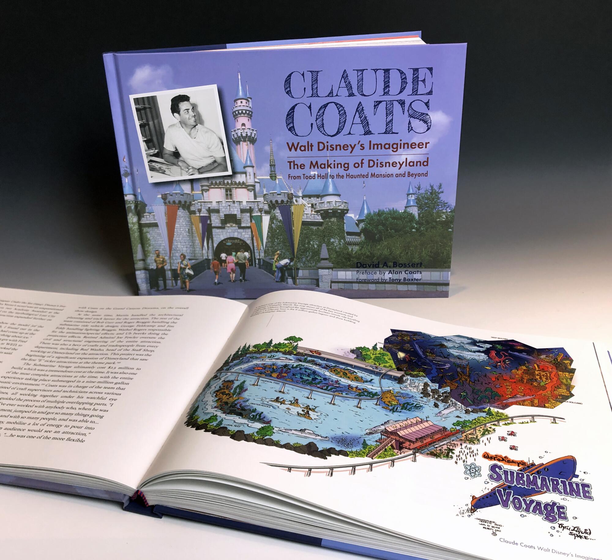 "Claude Coats: Walt Disney’s Imagineer" and inside pages showing a colorful map.
