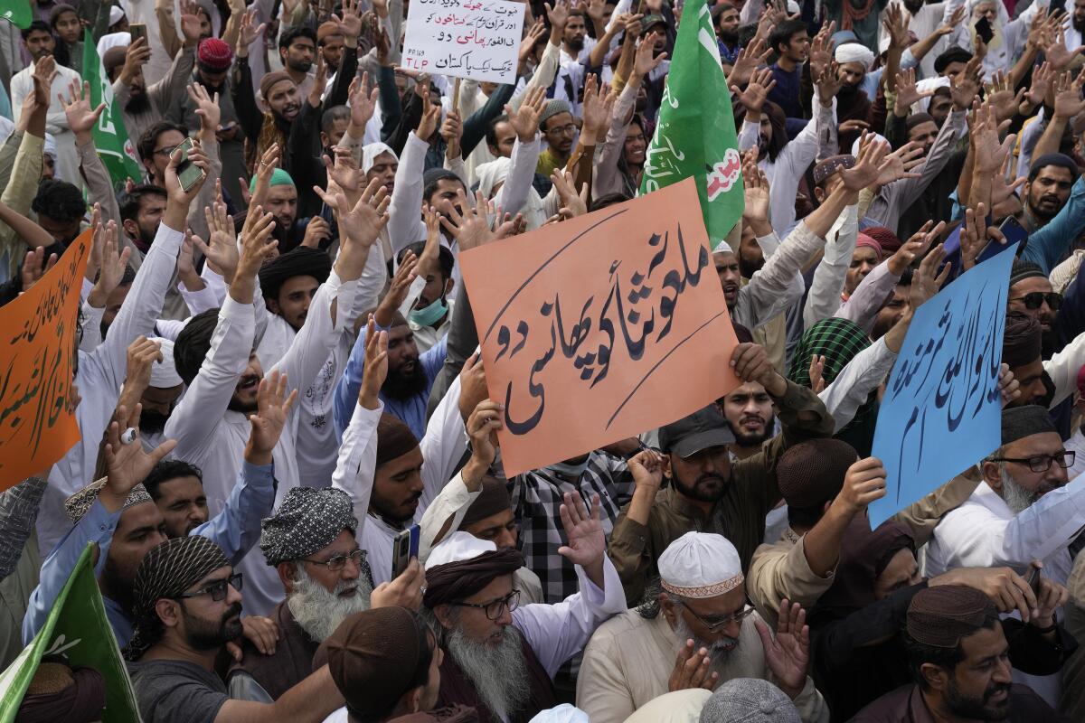 A Pakistani protest against an accused blasphemer