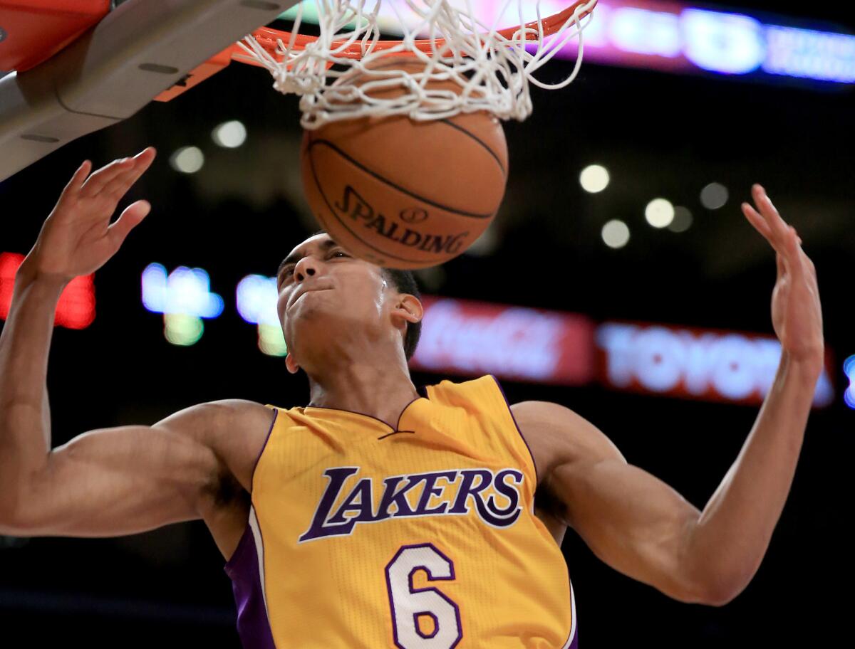 Lakers' 2014 draft pick Jordan Clarkson was a member of the NBA all-rookie team. Who the Lakers select this year will be based on Tuesday's draft lottery.