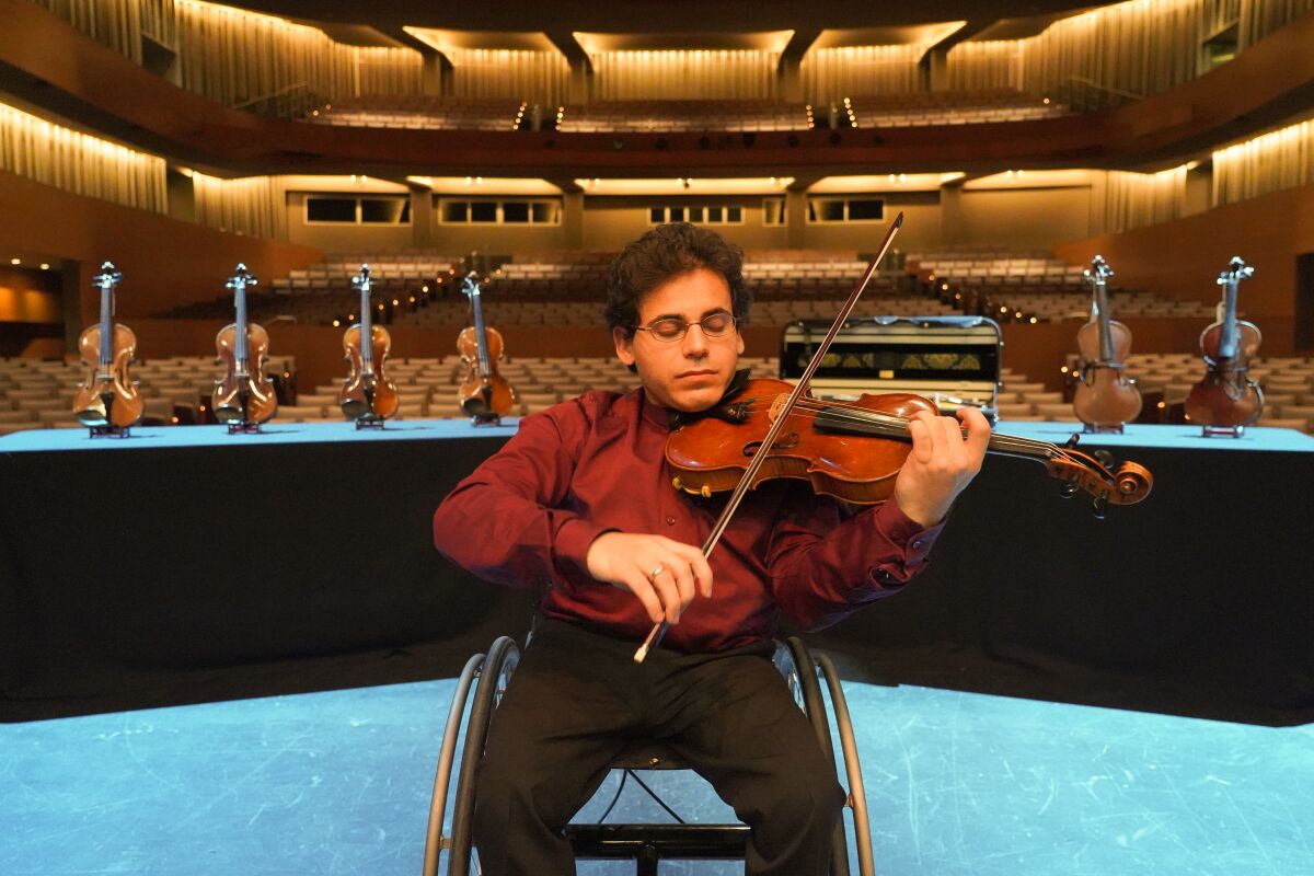 Niv Ashkenazi plays one of the Violins of Hope at the Soraya in Northridge. 