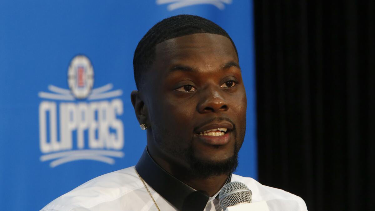Clippers shooting guard Lance Stephenson speaks during a news conference at the Clippers training facility in Playa Vista on June 18.