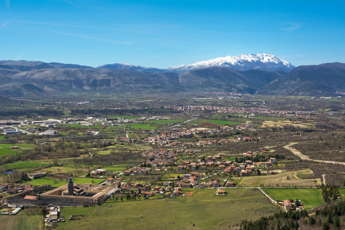 A view of Valle Peligna with Pratola Peligna in the background