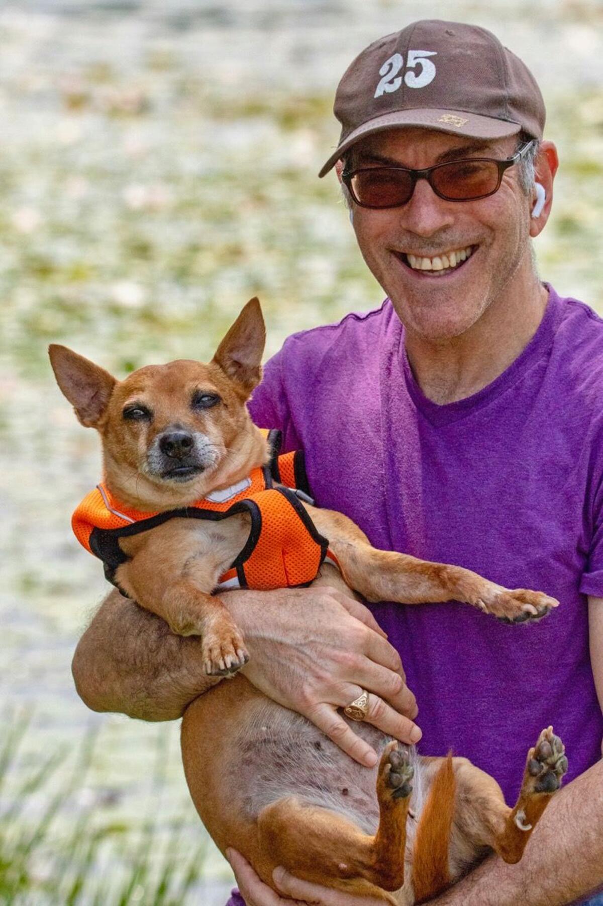 New York composer Ricky Ian Gordon with his dog Lucy.  