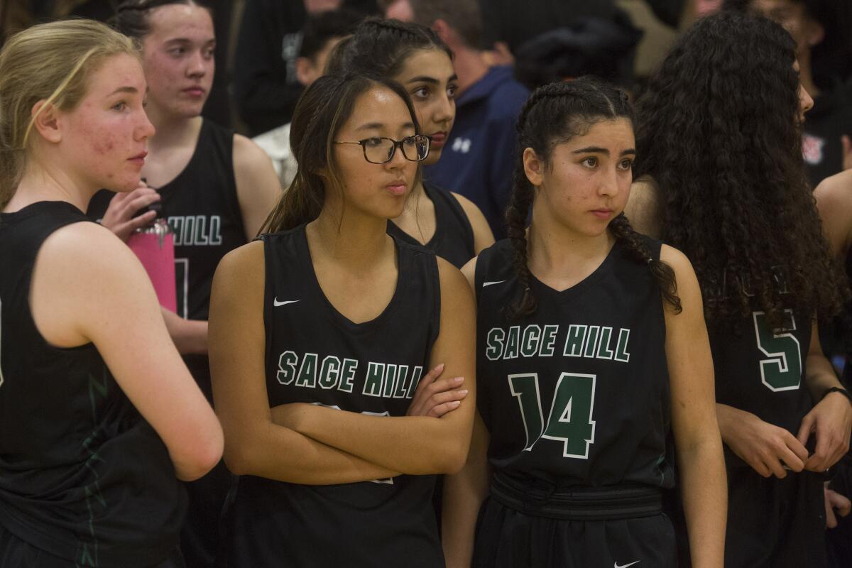 Sage Hill's bench looks on after losing the CIF Southern Section Division 2AA title match against Orange Lutheran. 