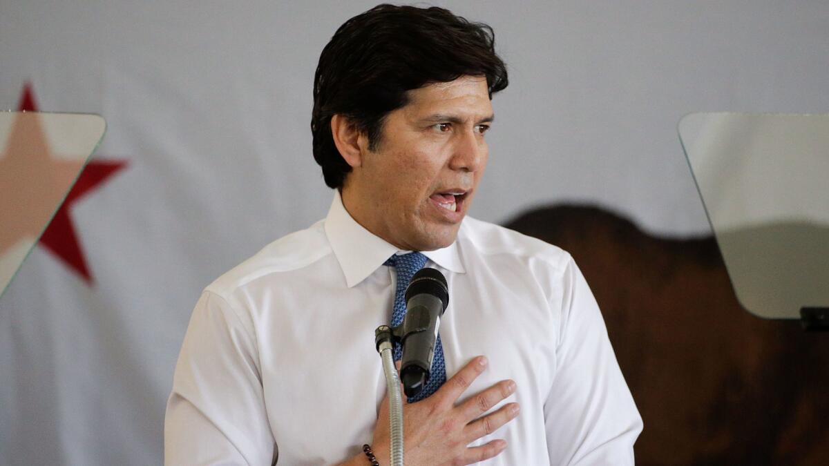 "There's always more employers can do to protect their employees," Senate President Pro Tem Kevin de León, above last week in L.A., said in a statement.