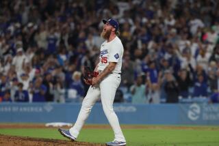 Los Angeles, CA, Wednesday, September 25, 2024 - Los Angeles Dodgers pitcher Michael Kopech (45) yells out after striking out Padres hitter Donovan Solano to seal a 4-3 win at Dodger Stadium. (Robert Gauthier/Los Angeles Times)