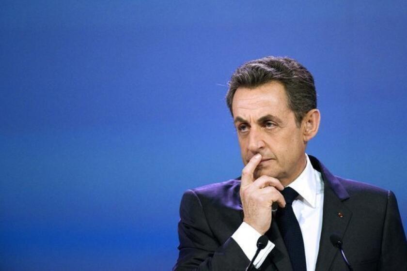 Then-French President Nicolas Sarkozy at a symposium in Paris in March.