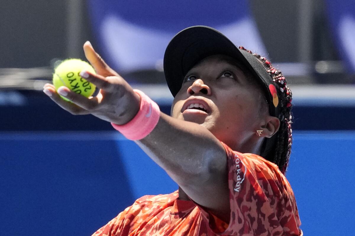 Naomi Osaka practices ahead of the Tokyo Olympics 