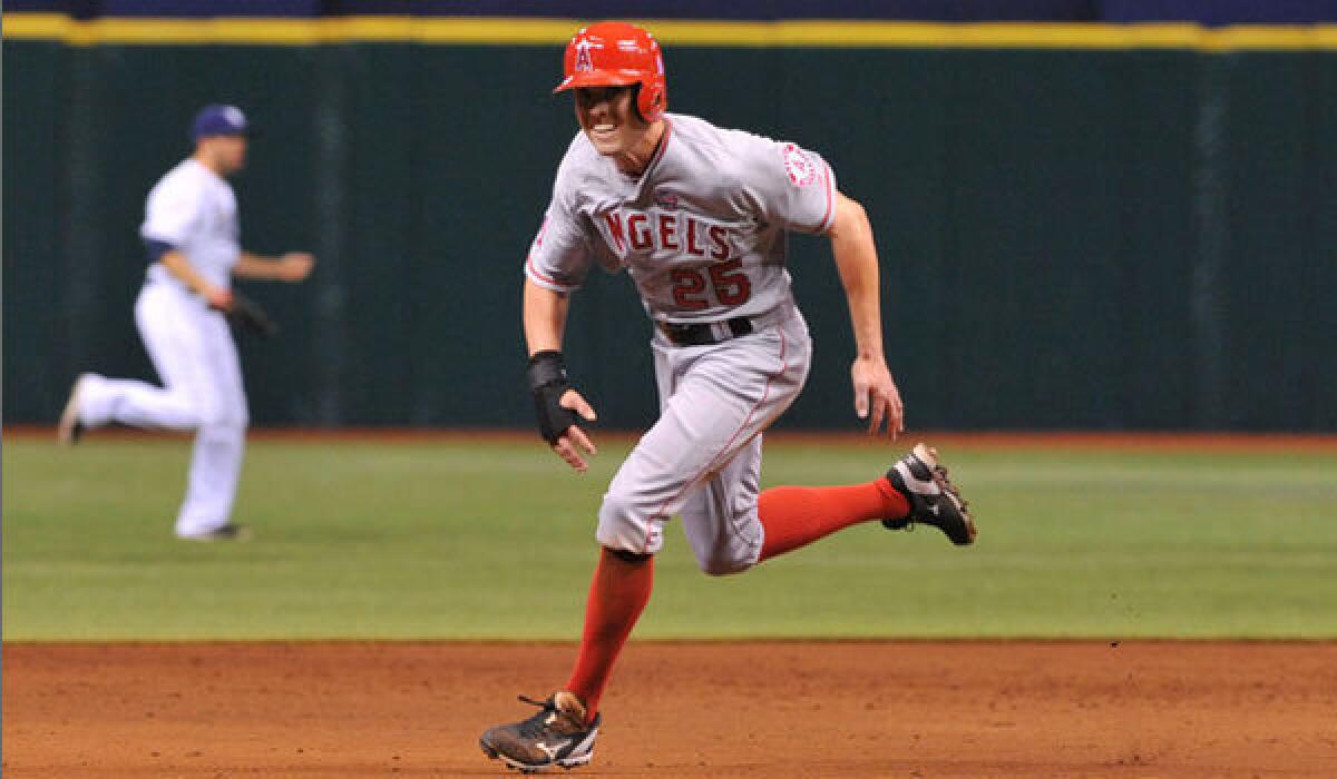 Peter Bourjos runs the bases for the Angels back in August.