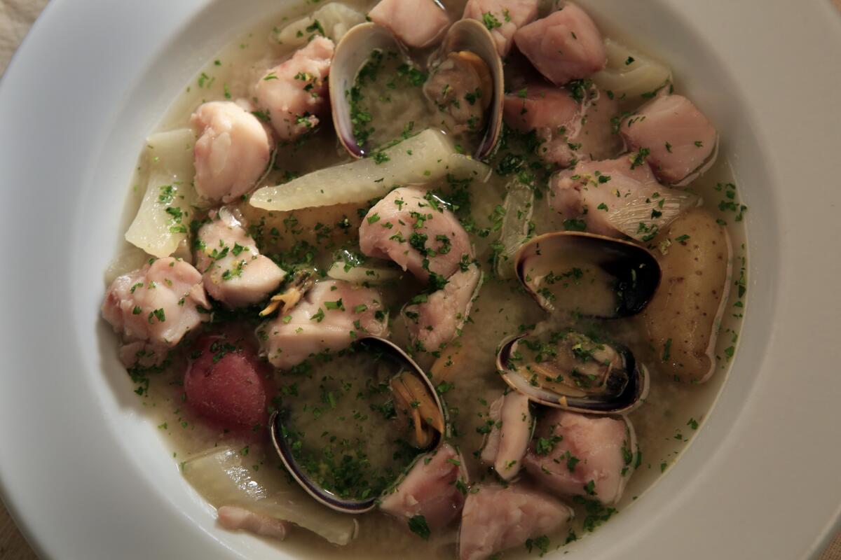 Rockfish soup with fennel and potatoes was photographed at the Los Angeles Times Photo studio in Los Angeles on March 11, 2015.