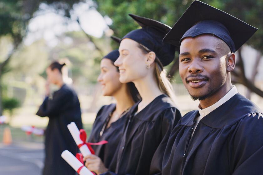 Graduation cap, certificate and black man or students on campus outdoor for university success, achievement or education diploma., Study goal, college class and graduate people scholarship portrait
