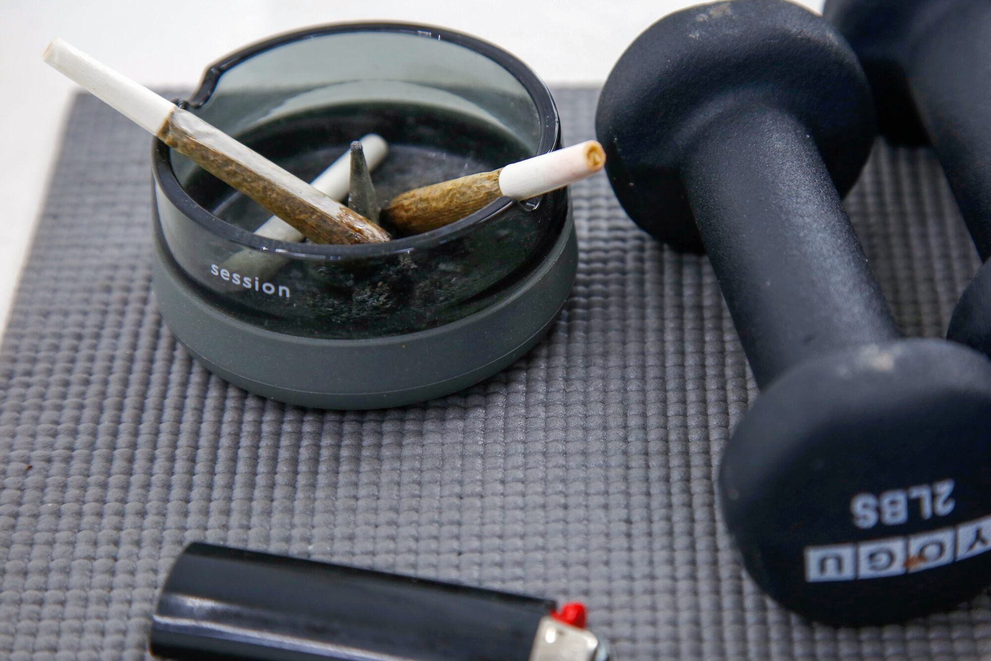 A Stoned + Toned instructor requires a pair of joints, hand weights, and a lighter.