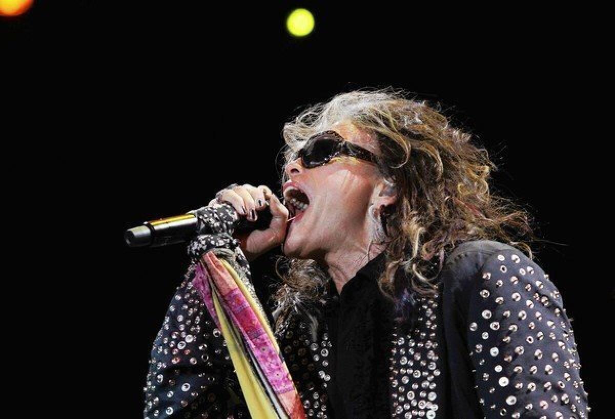 Steven Tyler performs with Aerosmith at the Target Center in Minneapolis on June 16, 2012.