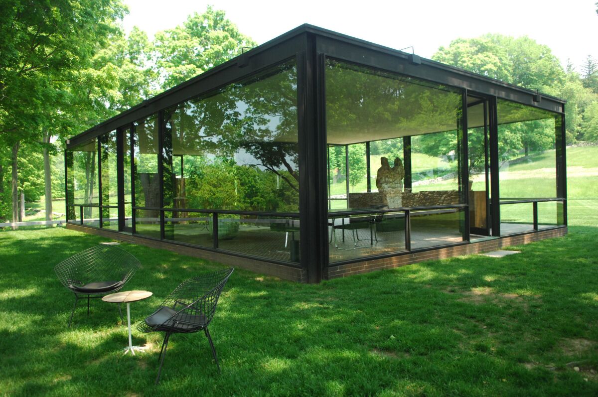 Philip Johnson's Glass House, in New Canaan, Conn., completed in 1949.