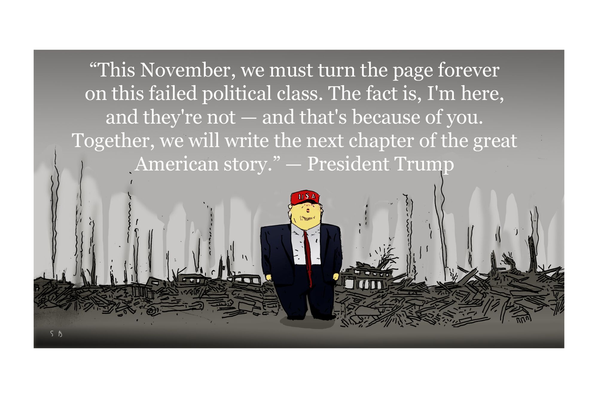 Steve Brodner's illustrated takeaways from Day Four at the 2020 Republican National Convention